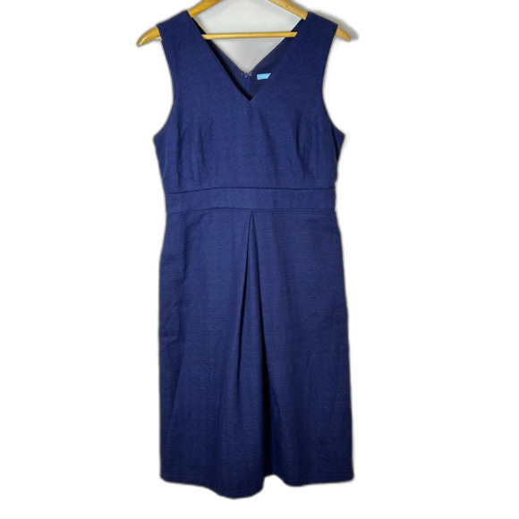 J. McLaughlin Estrella Navy V-Neck Sleeveless Midi Sheath Dress Size 10 - Picture 3 of 15